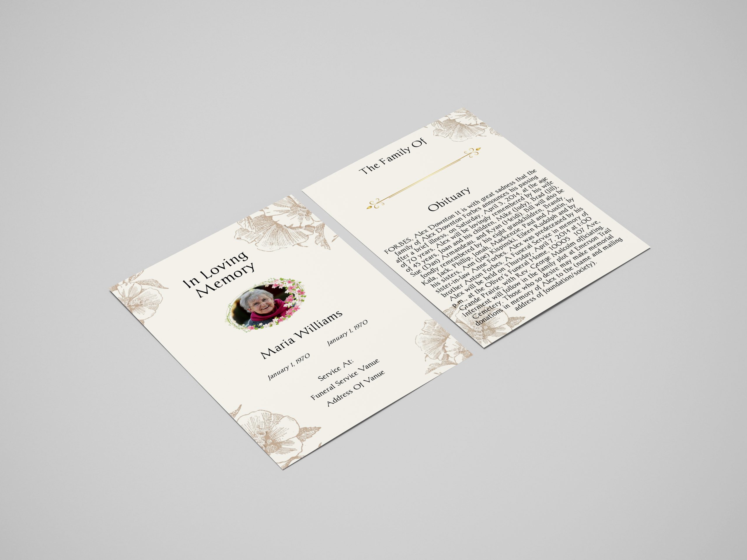 Cream Floral Hibiscus Illustration Funeral Flyer Template Funeral Cream Floral Hibiscus Illustration Funeral Flyer Template Funeral